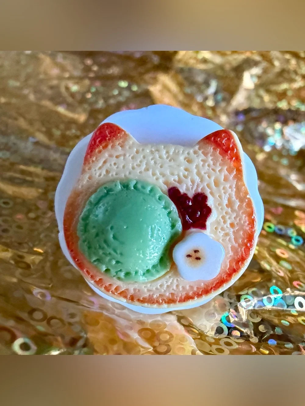 Kawaii Cat Matcha Pancake Ring – Japanese Dessert Miniature Food